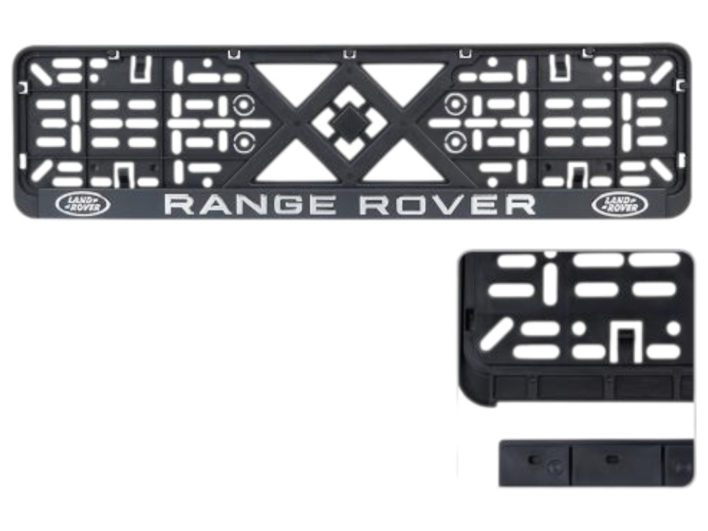 Рамка автомобильная под номер, range rover, хромированный рельефный логотип, цвет чёрный