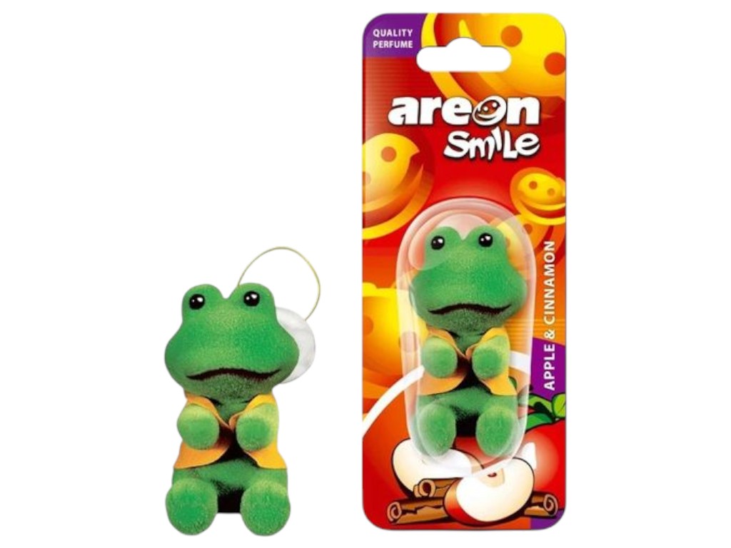 Освіжувач повітря Areon Smile Toys, жабка, аромат яблуко та кориця, іграшка-підвіска, 75×90×40мм