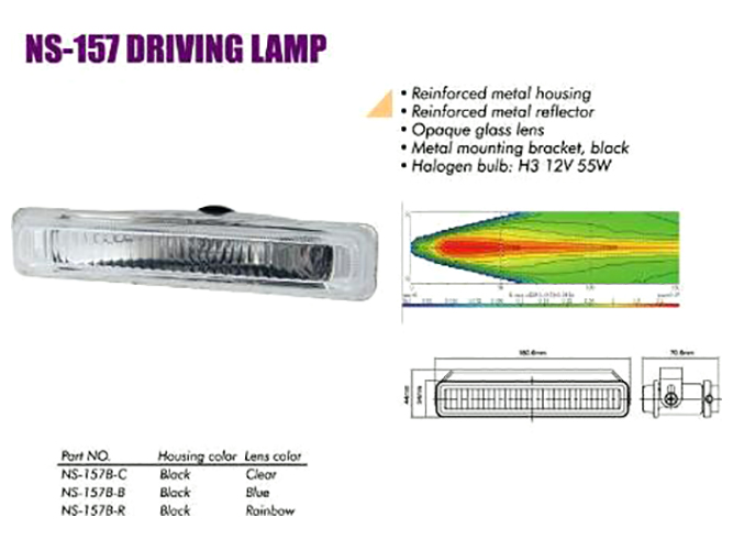 Фары дополнительные Sirius, NS-157 B-C H3, 12V, 55W, 180x34мм (цена за 2шт)