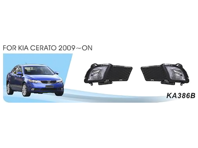 Фары дополнительные модель KIA Cerato, 2009-12, KA-386B, 881-12V27W, эл.проводка (цена за 2шт)