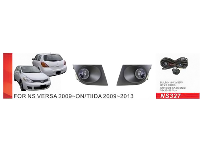 Фары дополнительные модель Nissan Tiida, Versa 2009-14, NS-327, H11-12V55W, эл.пров. (цена за 2шт)