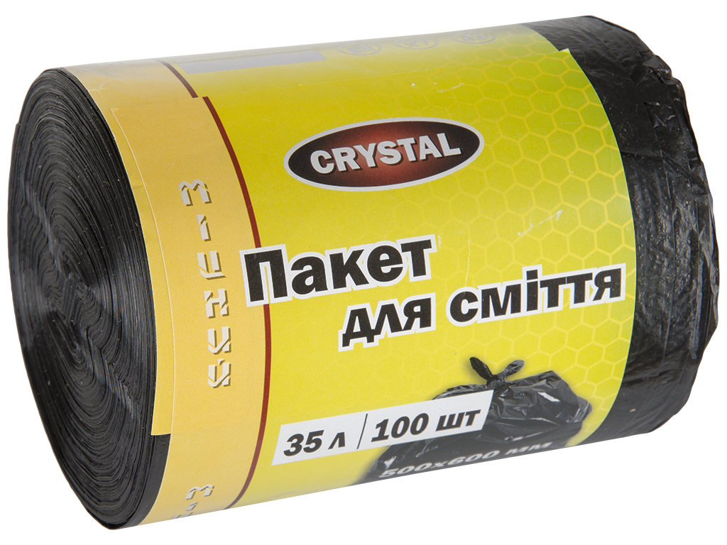Пакеты для мусора Crystal крепкие 35л 100шт