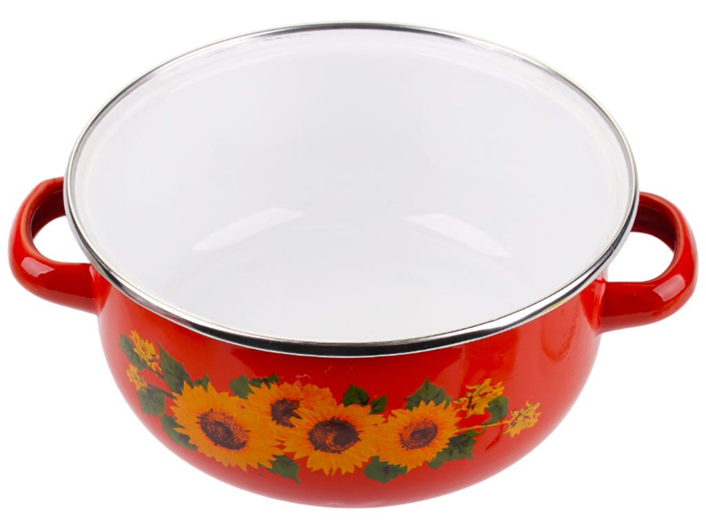 Кастрюля эмалированная Benson, с крышкой, 16см, 1,3л