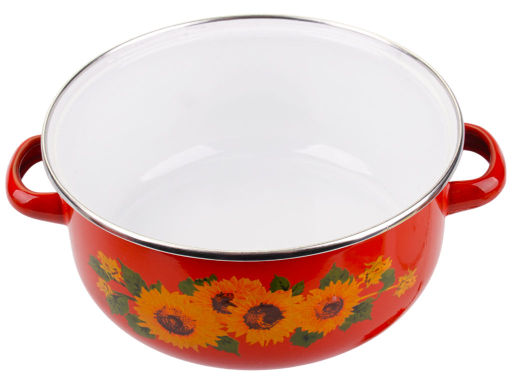 Кастрюля эмалированная Benson, с крышкой, 18см, 1,8л