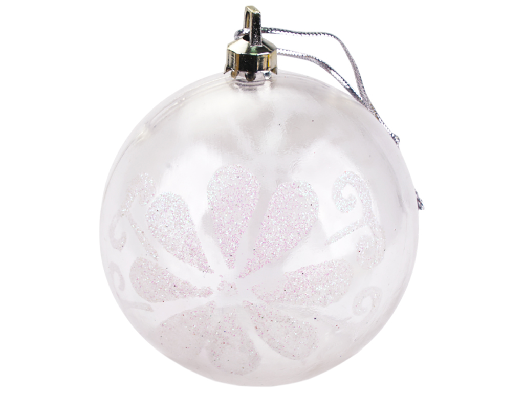 Елочная игрушка Шарик, 8см, цвет - белый (цена за 1шт)