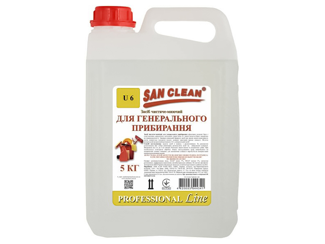 Універсальний миючий засіб San Clean для генерального прибирання після ремонту, 5л