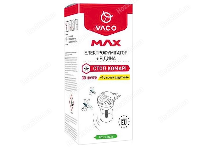 Электрофумигатор с жидкостью от комаров Vaco Max 40 ночей, 30мл 