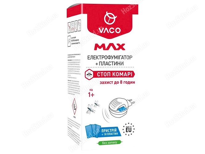Електрофумігатор із пластинами від комарів Vaco Max, 10шт