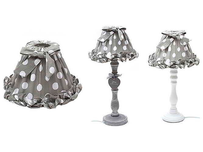 Абажур тканинний, 22×14см, колір сірий у горох