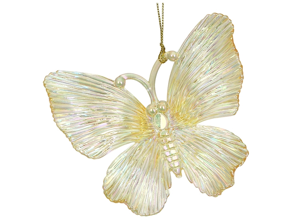 Акрилова підвіска Метелик, 10см, колір прозорий шампань з перламутром