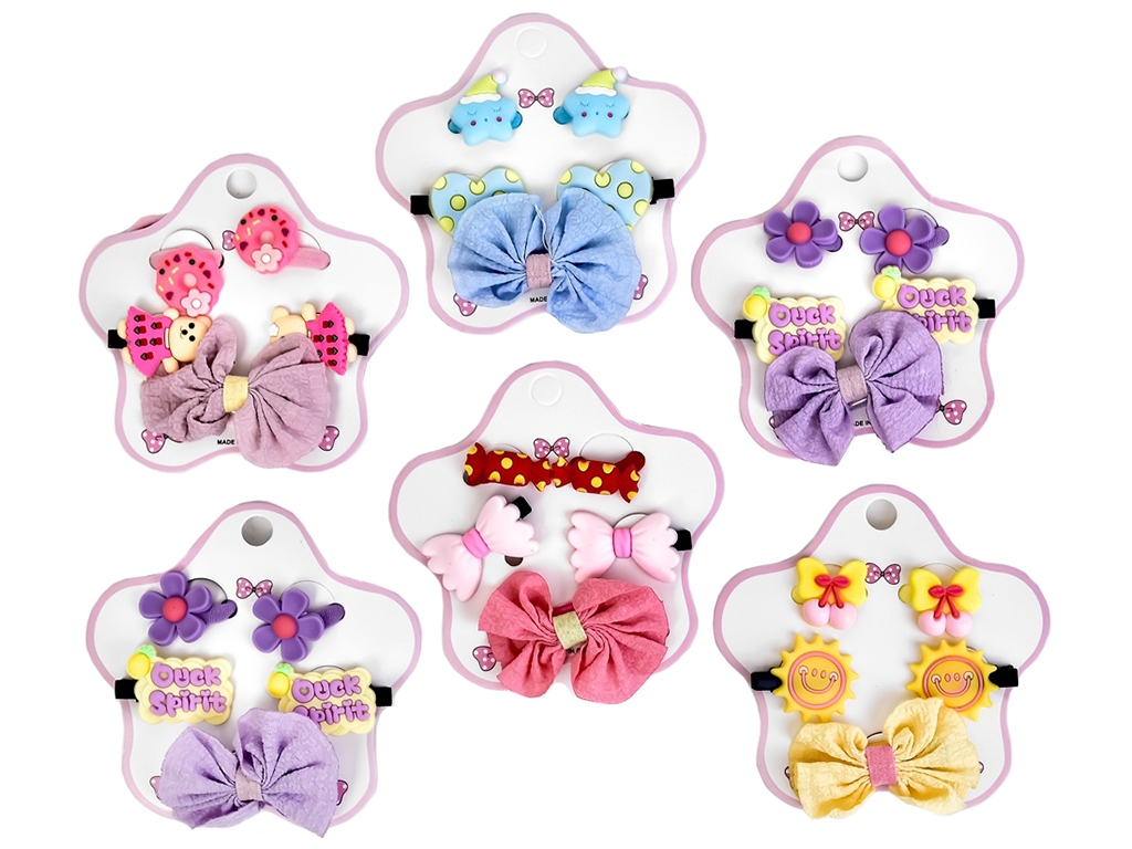 Аксессуары для волос (2 резинки, 3 заколки)