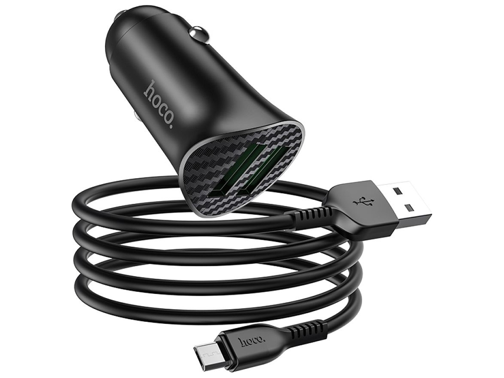 Авто Зарядное Устройство Hoco Z39 QC3.0 Micro 2USB Цвет Черный