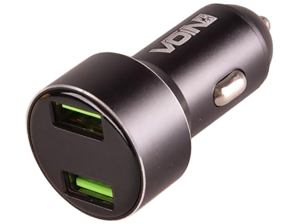 Автомобильное зарядное устройство VOIN C-31209BK, 2USB (12/24V - 5V 3,1A) + вольтметр