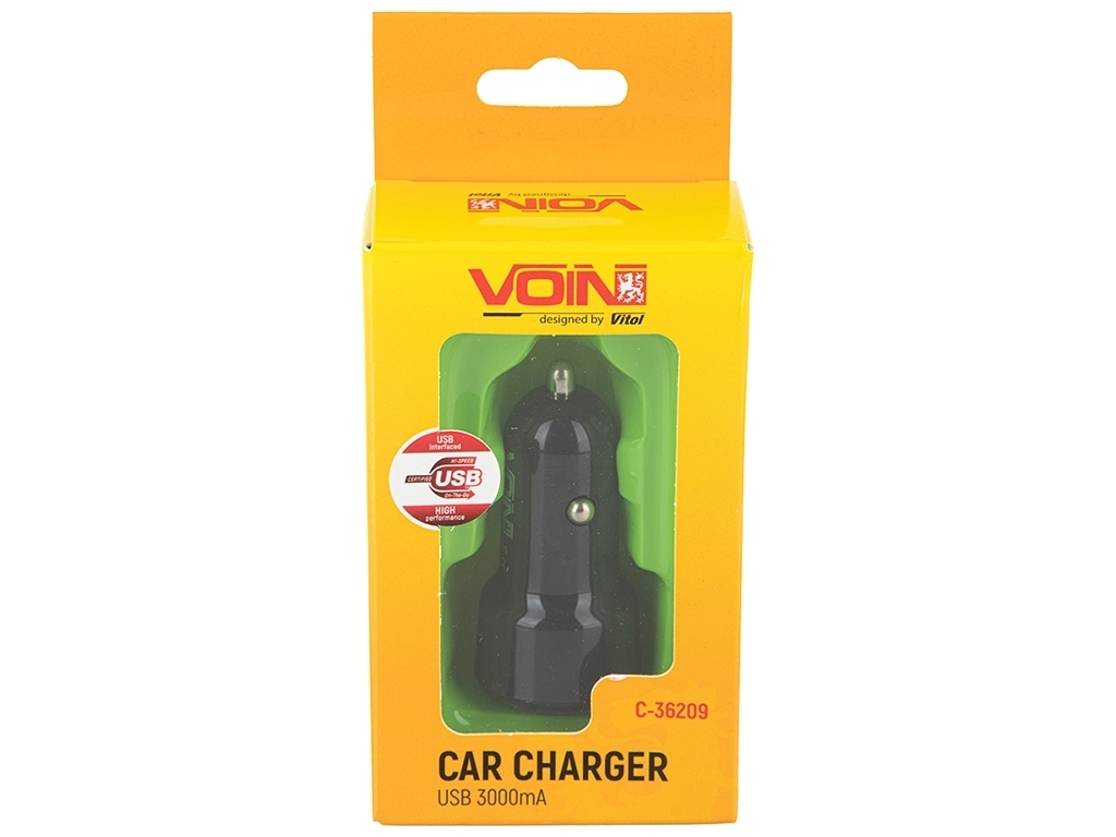 Автомобильное зарядное устройство VOIN C-36209, 1USB (12/24V - 5V 3,0A)