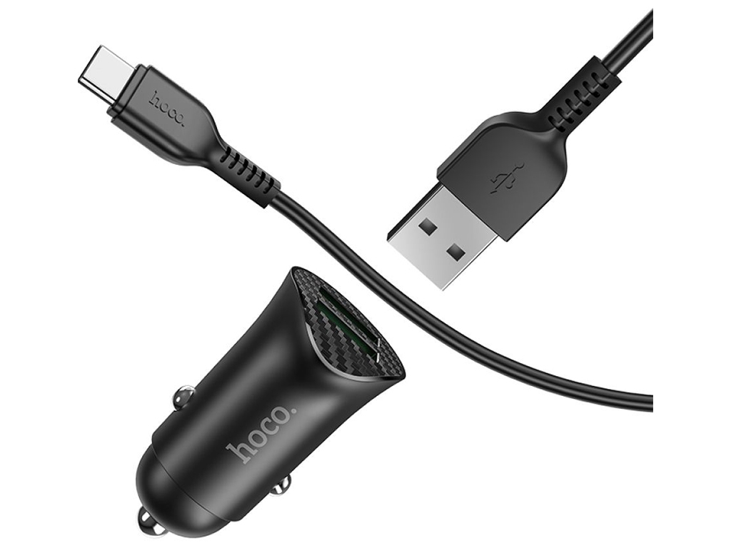 Авто Зарядное Устройство Hoco Z39 QC3.0 Type-C 2USB Цвет Черный
