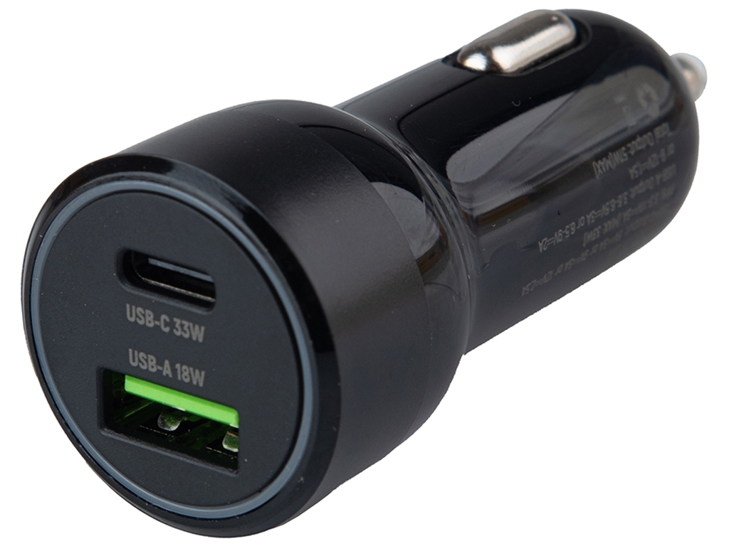 Автомобильное зарядное устройство для VOIN 51W, 1USB QC3,0 18W + 1PD 33W, 12,24V