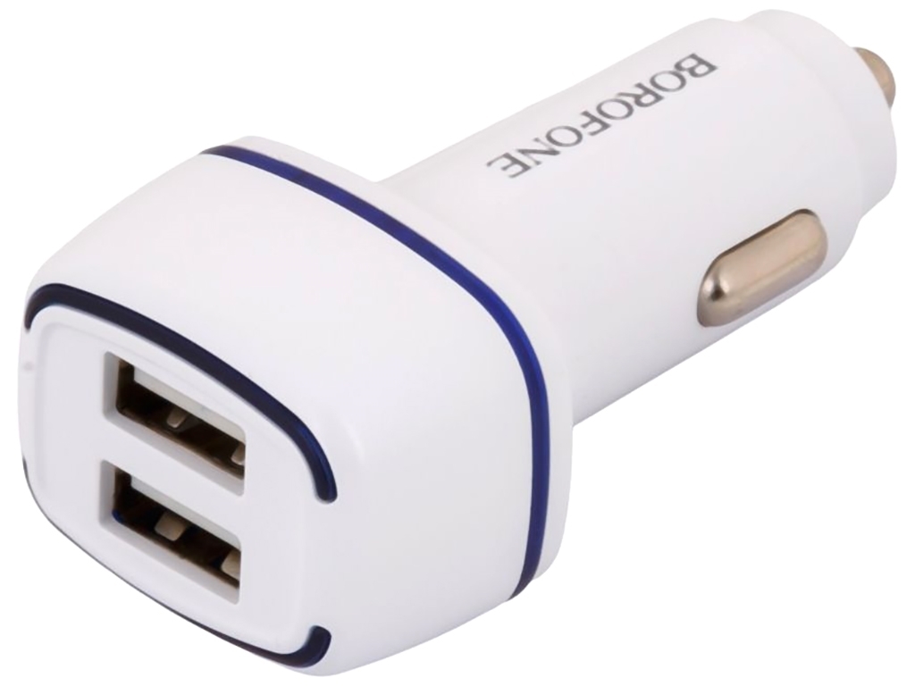 Автомобильное Зарядное Устройство Borofone BZ14 Lightning 2USB 2.4A, Белый
