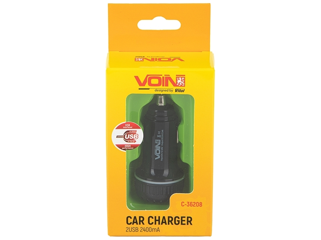 Автомобильное зарядное устройство VOIN C-36208, 2USB (12/24V - 5V 2,4A)