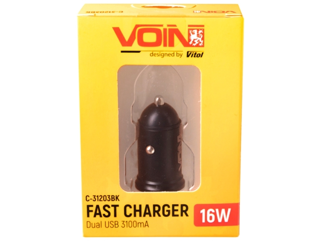 Автомобильное зарядное устройство VOIN C-31203BK, 2USB (12/24V - 5V 3,1A)