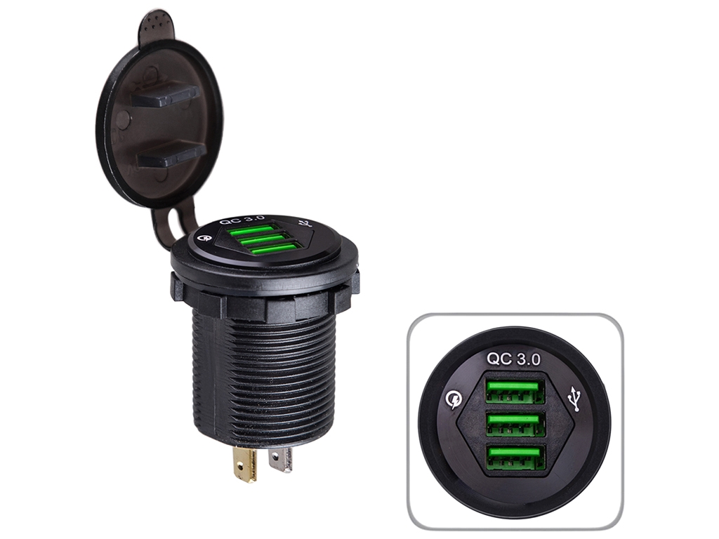 Автомобильное зарядное устройство 3 USB 12-24V врезное в планку (59871 USB-12-24V 3,1A GR)