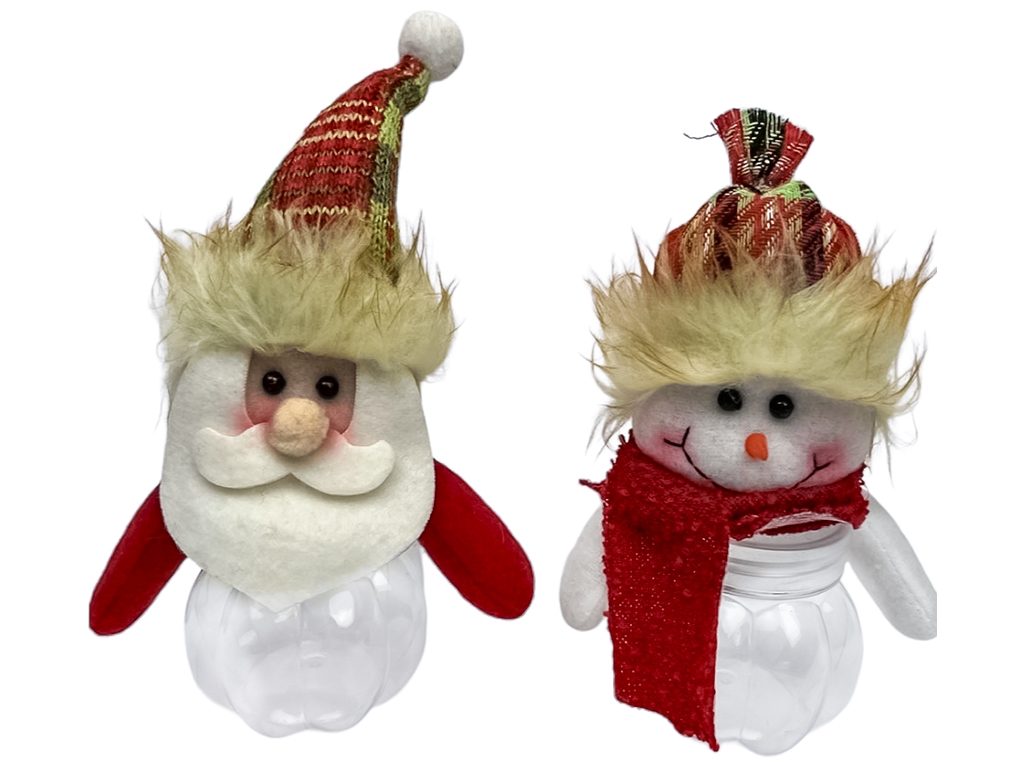 Банка новогодняя для подарков Santa Snowman, 17см