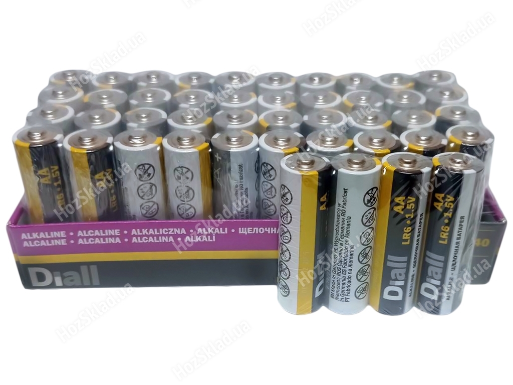 Батарейка алкалиновая Diall AA, 1,5V, LR6 (цена за спайку 4шт) 3663602904489