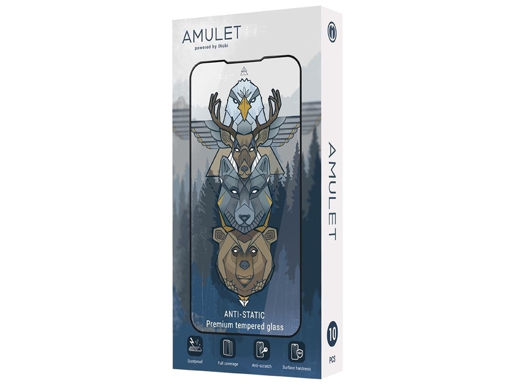 BOX 10 шт Защитное стекло Amulet 2.5D HD Antistatic for iPhone 13/13 Pro/14, Black