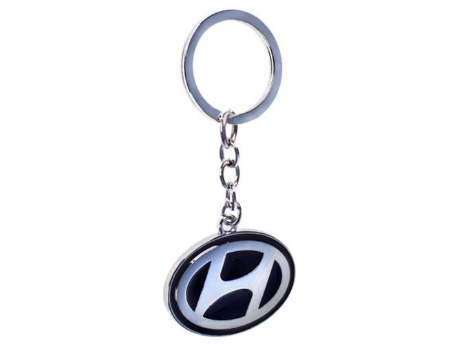 Брелок металлический цветной на цепочке 1шт HYUNDAI CN односторонний