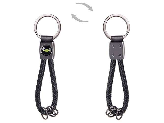 Брелок кожзам. плетеный с кольцами CN CHEVROLET