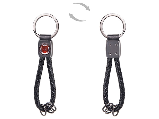 Брелок кожзам. плетеный с кольцами CN FIAT