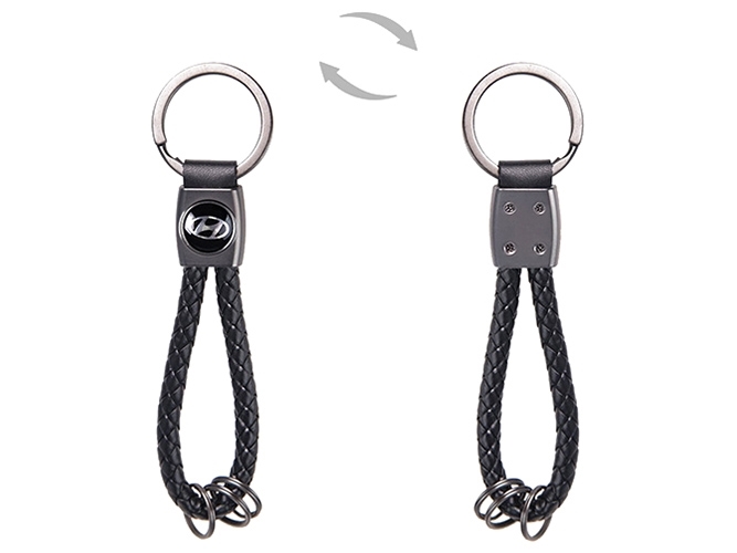 Брелок кожзам. плетеный с кольцами CN HYUNDAI
