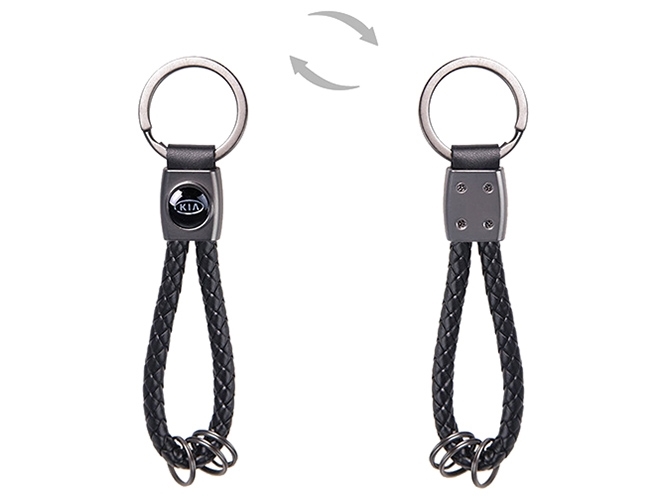 Брелок шкірзам. плетений з кільцями CN KIA