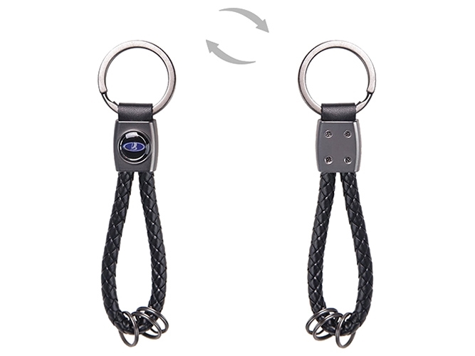 Брелок кожзам. плетеный с кольцами CN LADA