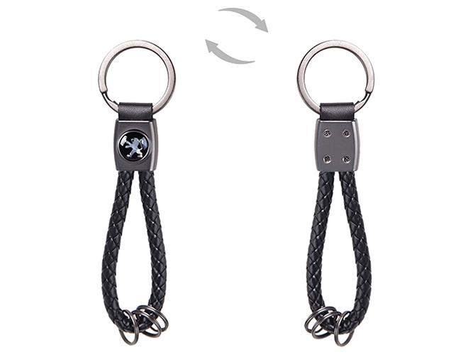 Брелок шкірзам. плетений з кільцями CN PEUGEOT