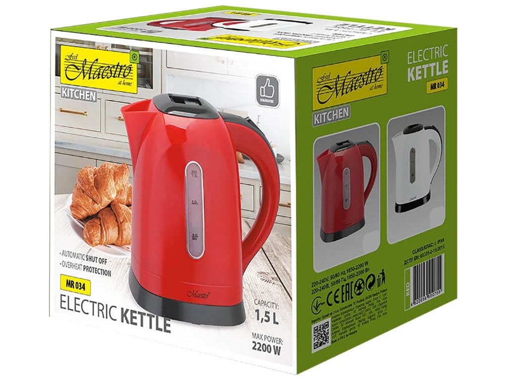 Чайник электрический Maestro (дисковый нагреватель) 2200Вт 1,5л