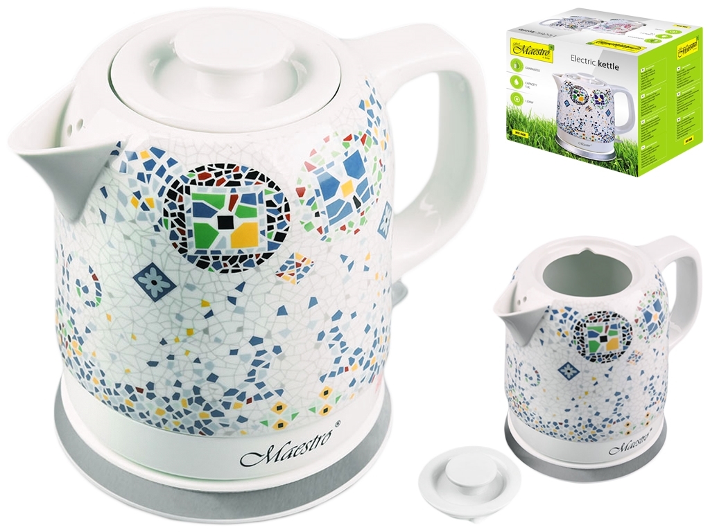Чайник электрический Maestro керамический с узором (дисковый нагреватель), 1200Вт 1,5л