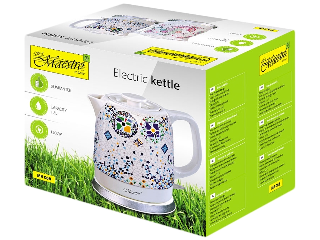 Чайник электрический Maestro керамический с узором (дисковый нагреватель), 1200Вт 1,5л