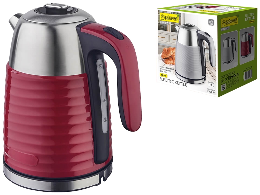 Чайник электрический Maestro металлический (дисковый нагреватель) 2200Вт 1,7л