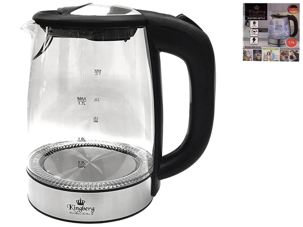 Чайник электрический стеклянный, 1,7л