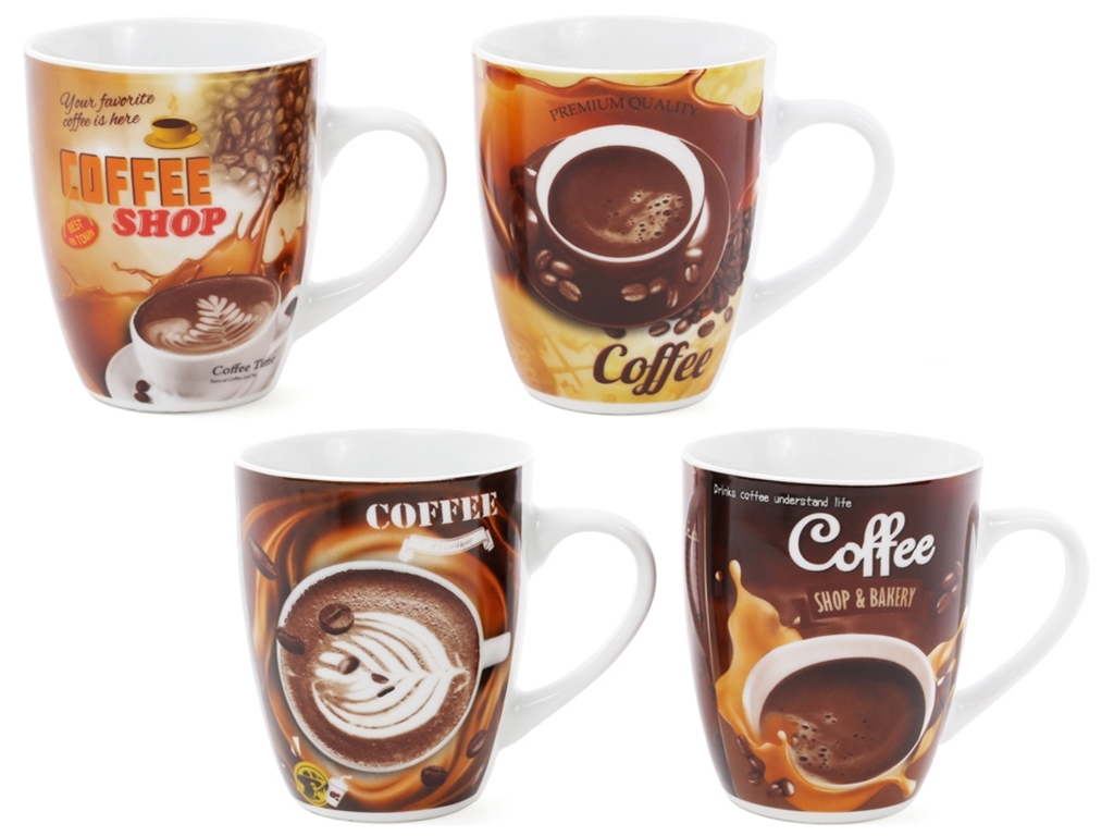 Чашка Coffee, 4 дизайни, 350мл (ціна за 1шт)
