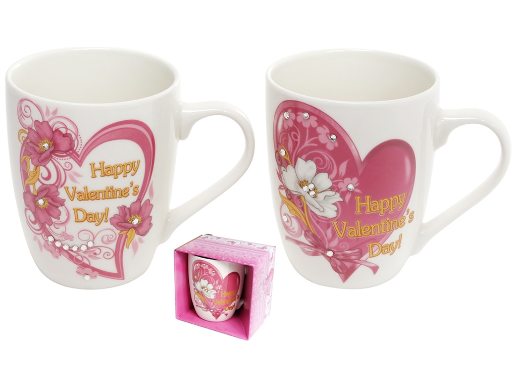 Чашка Валентинка со стразами, 350мл, 2 дизайна