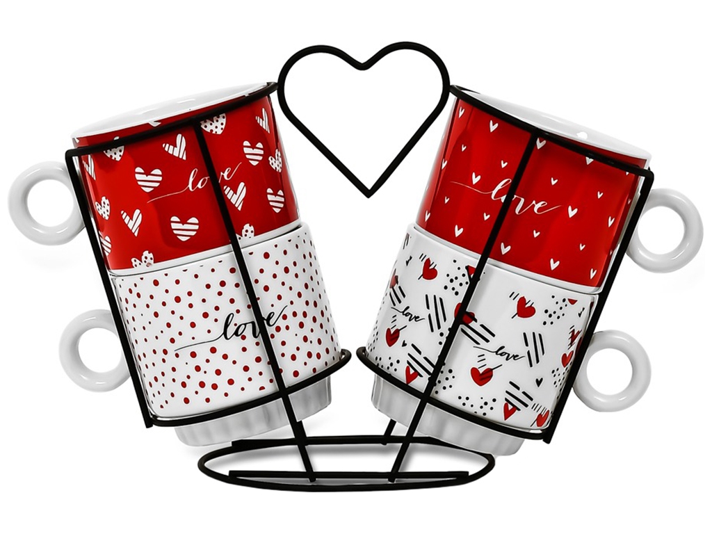 Чашки на подставке Love, 250мл (цена за набор 5 предметов)