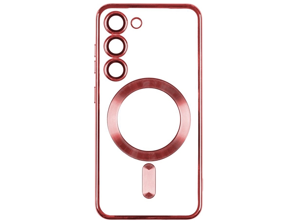 Чехол TPU Metallic Full Camera with Magsafe для Samsung Galaxy S23 Цвет Red