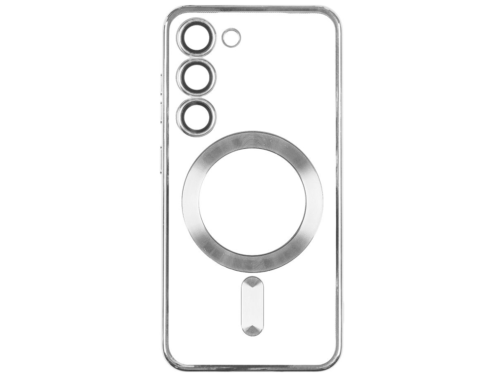 Чехол TPU Metallic Full Camera with Magsafe для Samsung Galaxy S23 Plus Цвет Silver
