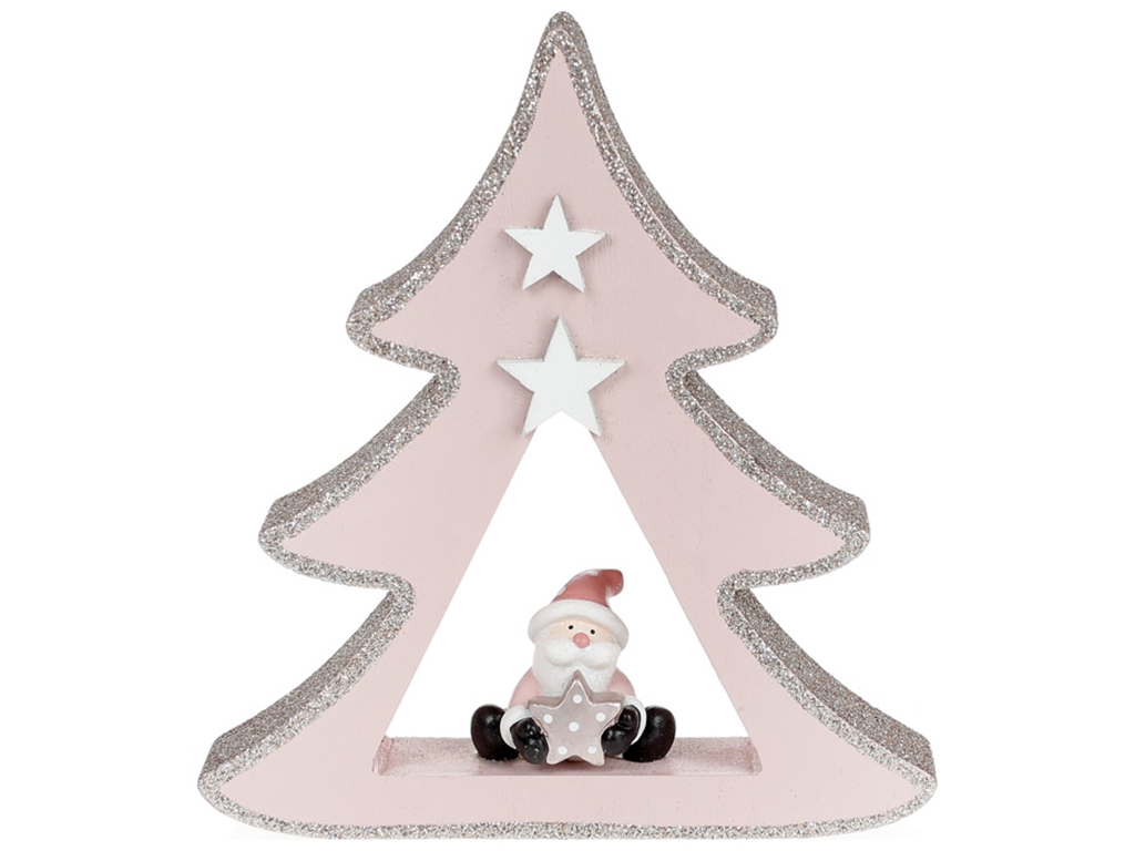 Декор Елка с фигуркой Санты, 16см