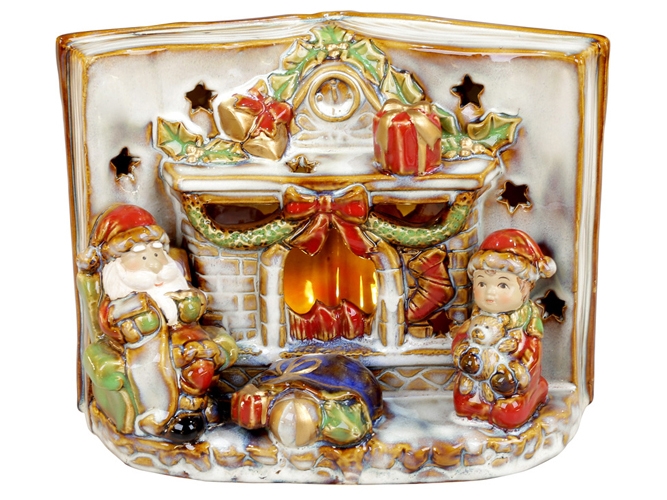 Декор новогодний керамический с LED подсветкой Книга, 24см