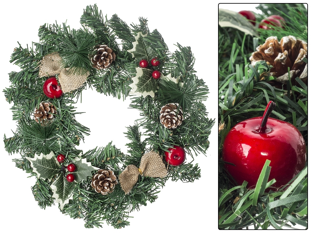 Декор рождественский Магічна Новорічна "Венок" 30х6,5х30см (цена за 1шт)