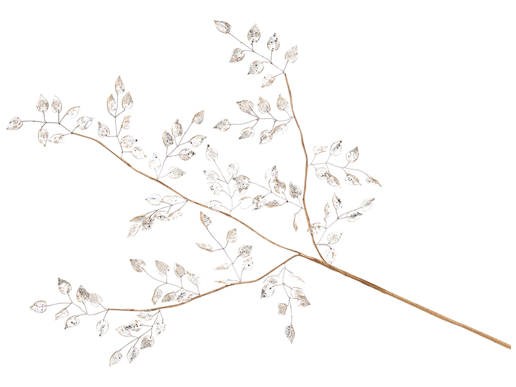 Декоративная ветка с акриловыми листочками, 72см, цвет – шампань