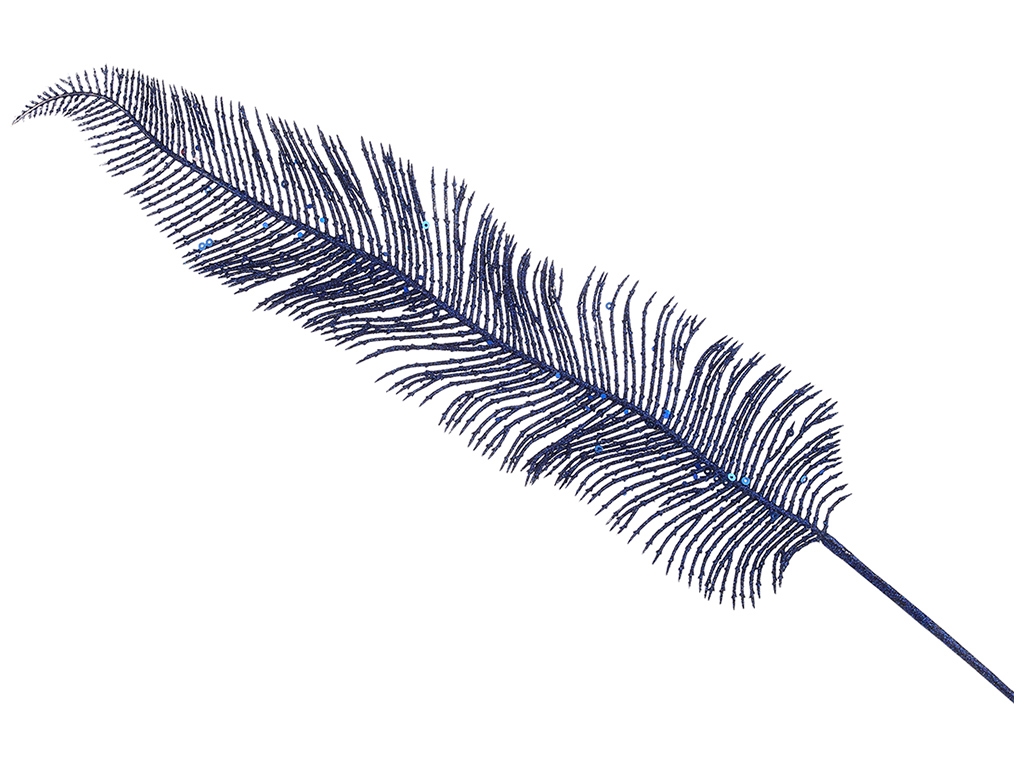 Декоративная ветка Перо, 82см, цвет - королевский синий