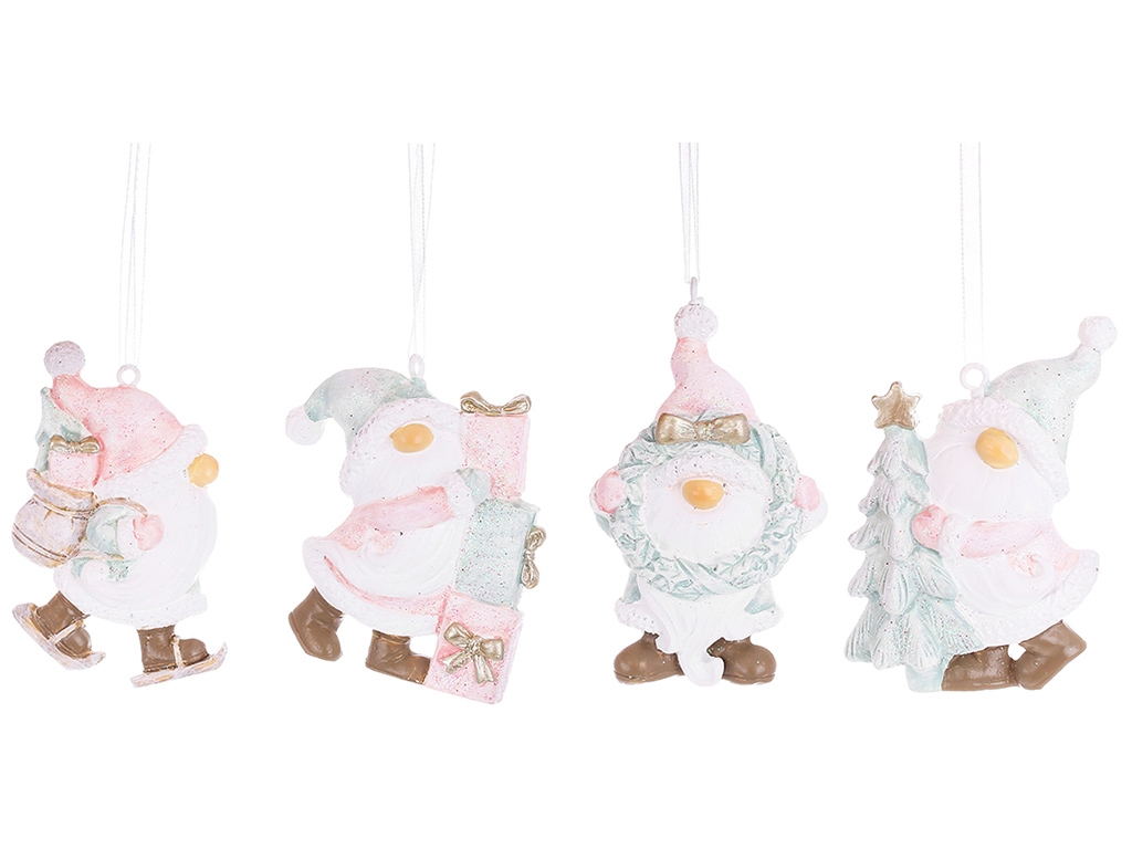 Декоративна підвіска Гноміки, 4 дизайни, 5,5x7см, колір - рожевий з м'ятним